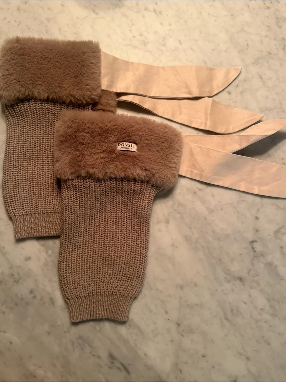 Donsje Teddy Taupe Leg Warmers for Kids